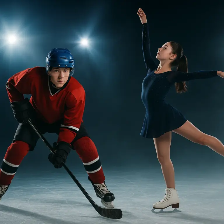 entrainement de hockey et danseuse en patin a glace